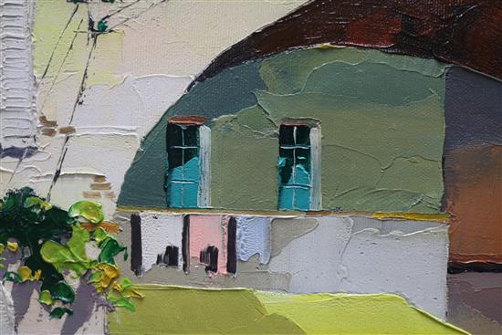 Cecil Rochfort DOyly John (1906-1993), oil on canvas, Mediterranean coastal town, signed 35 x 70cm.